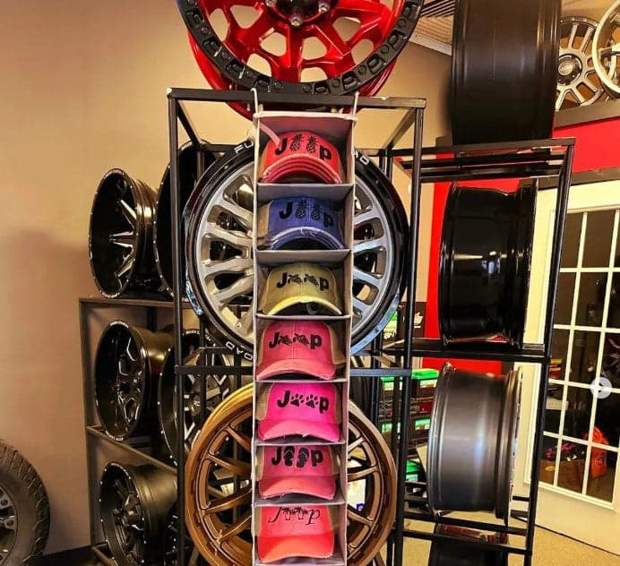 Jeep hats on display