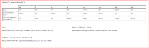 District DT6001 Size Chart by Black Label Apparel Co
